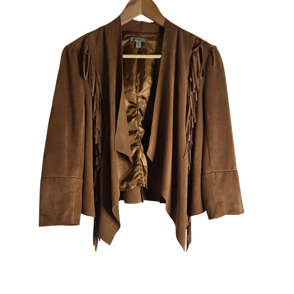 Elegant Brown Fringe Women's Blazer